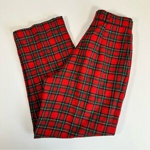 Vintage Red Plaid Pants Size‎ 10 Wool Blend High Waist Lined Christmas Holiday